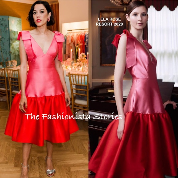 Lela Rose Runway Collection Pink Colorblock Dress - Picture 4 of 5